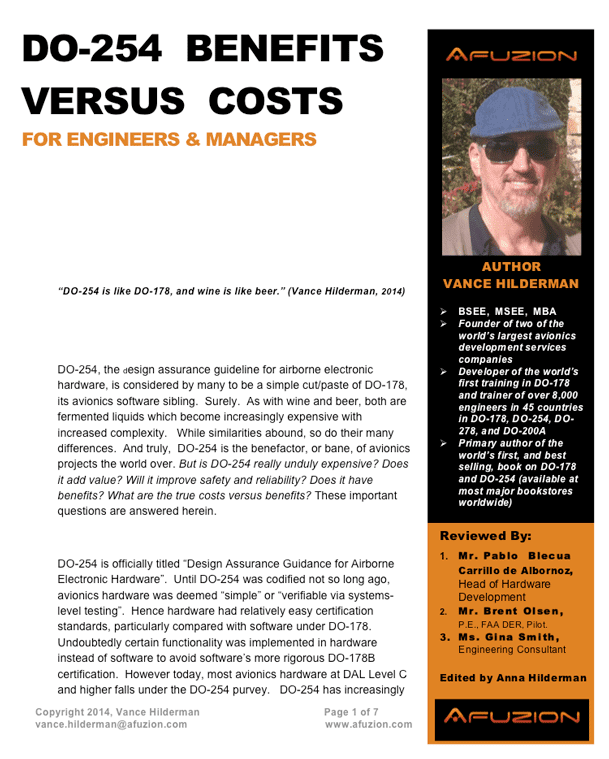 DO-254 benefits versus costs cover