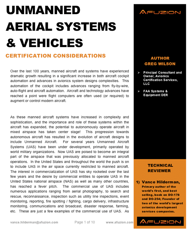 Unmanned Aerial Systems Vehicles – Certification