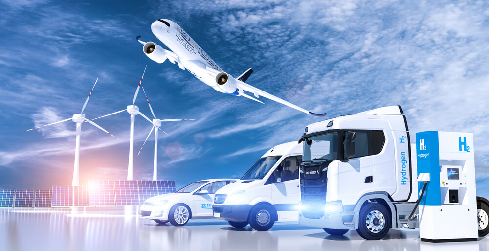 Aircraft, vehicles, and renewable energy sources symbolize sustainable transportation and energy solutions in the latest Afuzion news. | Afuzion